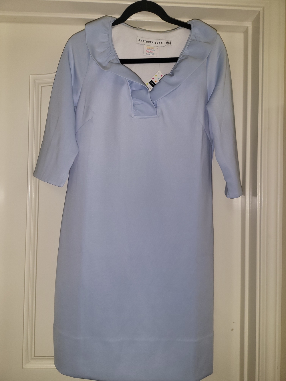 Gretchen Scott Designs Perwinkle Ruffle-Neck Midi Shift Dress Size XL NWT NEW - Picture 3 of 12